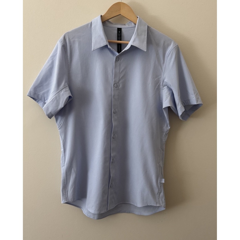 Lululemon Down To The Wire Slim Fit Mens Shirt Size L Oasis Heather Blue